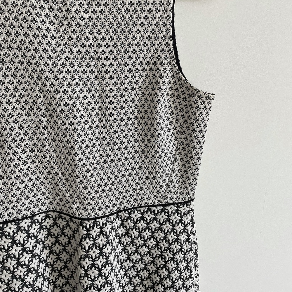 Loft black and white patterned midi dress